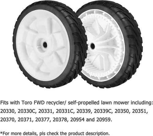 Miniatura 6 de 119-0311 Ruedas delanteras para segadora recicladora Toro de 22 pulgadas, ruedas de transmisión 137-4832 compatibles con Toro 20330 20331 20339