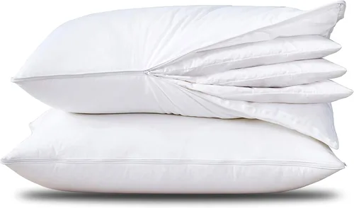 Miniatura 10 de Three Geese Almohada de plumas de ganso de capa ajustable, almohada de cama ensamblable, funda 100% algodón orgánico suave, buena para dormir boca