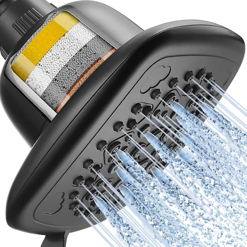 Miniatura 11 de Cobbe Cabezal de ducha filtrado, 7 modos de cabezal de ducha de alta presión, filtro de cabezal de ducha de 16 etapas para agua dura para eliminar