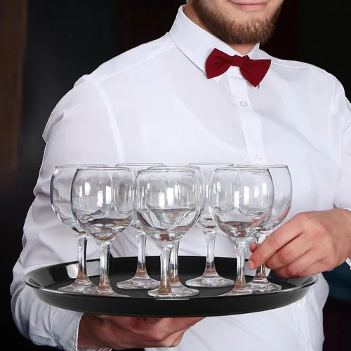 Miniatura 8 de Paquete de 4 bandejas redondas para restaurante, plato redondo de plástico para servir, color negro