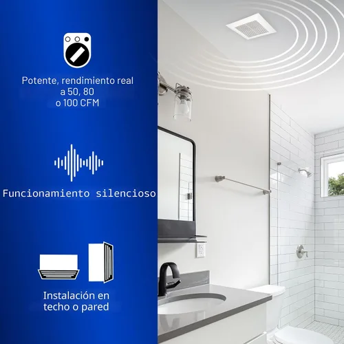 Miniatura 4 de Panasonic WhisperValue Ventilador de techo/pared de baño, 50-80-100 CFM, FV-0510VS1