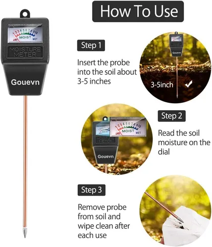 Miniatura 3 de Gouevn Medidor de humedad del suelo, medidor de humedad para plantas en interiores y exteriores, sensor de humedad higrómetro, probador de suelo