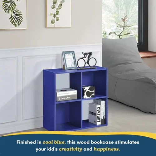 Miniatura 6 de Kings Brand Furniture - Estantería infantil de 4 cubos, organizador de almacenamiento de juguetes para niños, para sala de juegos, dormitorio