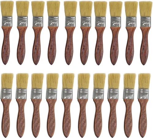 20 pinceles de pintura y manchas de virutas de 1 pulgada con mango de madera para pared, casa, banda, pincel de pintura de corte