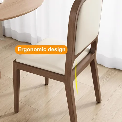 Miniatura 6 de Leather Seat Dining Room Chair with Back, Wooden Dining Chairs Set Kitchen Chair, Dining Room Chairs Armless Seat for Kitchen Living Room Black+khaki