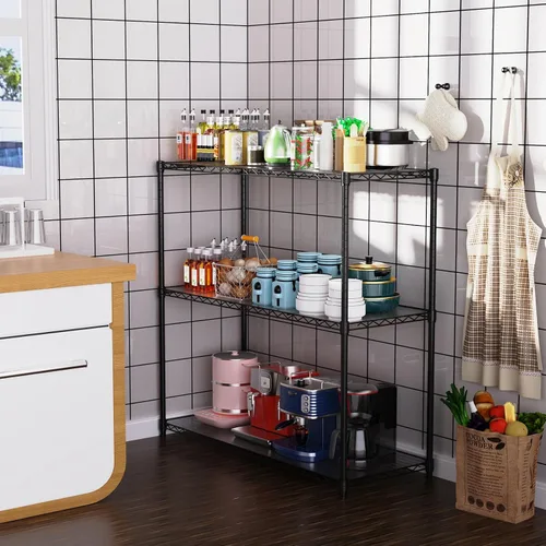 Miniatura 6 de pouseayar Estantería de alambre de metal NSF de 3 niveles, capacidad de 1050 libras, estante de almacenamiento ajustable resistente