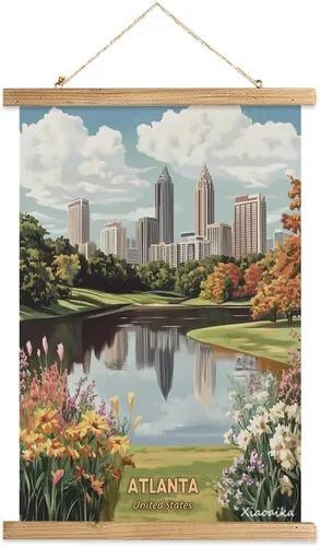 Miniatura 17 de Buenos Aires Argentina - Póster artístico de pared, impresión vintage de viaje con monumento a Obelisco, rollo colgante de lienzo de lino con marco