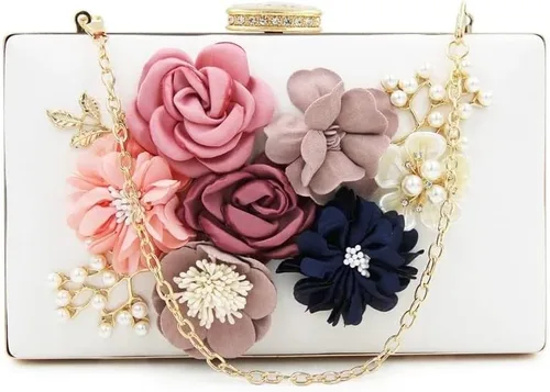 Miniatura 2 de QUUL Bolso de mano para mujer, bolso floral para fiesta, boda, noche