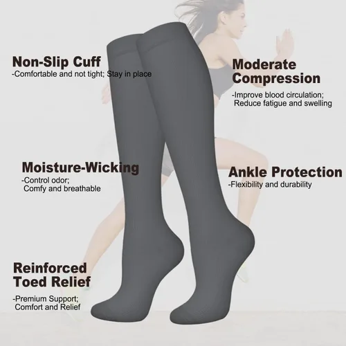 Miniatura 4 de Calcetines de compresión médica para mujeres y hombres, 15-20mmHg Soporte graduado para enfermeras, calcetines atléticos, de viaje y vuelo