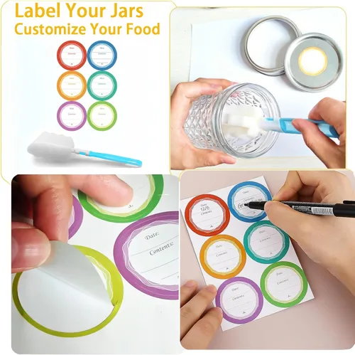 Miniatura 3 de Mason Jars - Tarros de boca regular de 8 onzas, paquete de 4 tarros de vidrio de grado alimenticio con tapas herméticas, tarros reutilizables sin