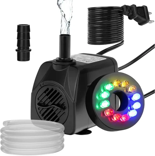 Miniatura 9 de DaToo Mini bomba de agua sumergible con luz LED 50gph 3W pequeña bomba de agua ultra silenciosa con tubo para acuario tanque de peces estanque al