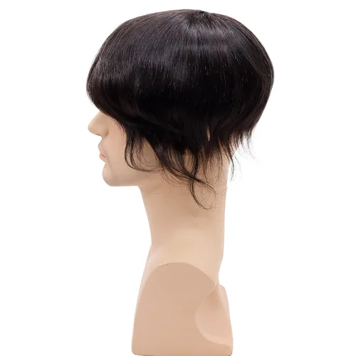 Miniatura 3 de Toupee - Sistema de reemplazo de cabello humano virgen europeo de 7 x 9 pulgadas para hombre, postizo de encaje mono con poliuretano duradero #2