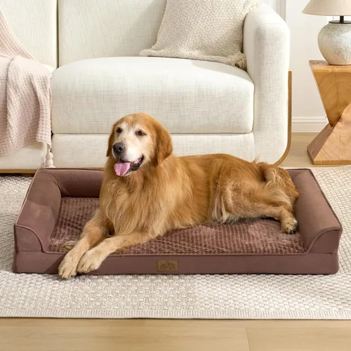 Miniatura 13 de COZY KISS Camas ortopédicas para perros de tamaño grande, sofá XL para mascotas con forro impermeable, sofá de espuma para mascotas de hasta 100 Gris