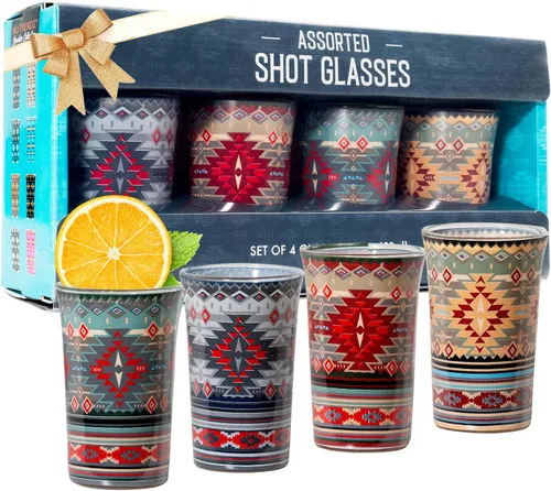 Miniatura 7 de Juego de 4 vasos de chupito transparentes con base pesada del suroeste y aptos para lavavajillas para licores, whisky, tequila, vodka, fiesta