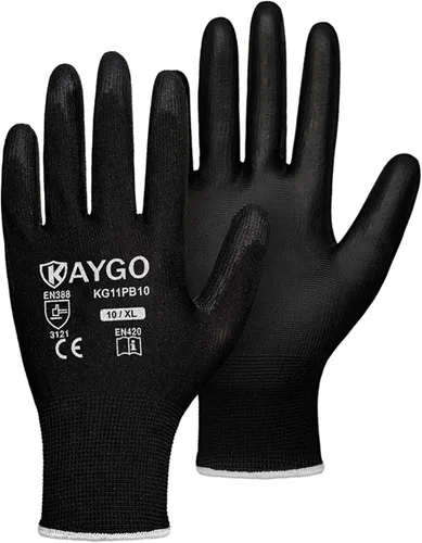 Miniatura 93 de KAYGO KG11PB - Guantes de seguridad con revestimiento delgado de poliuretano, tejido sin costuras, agarre suave en palma y dedos, para trabajo Verde