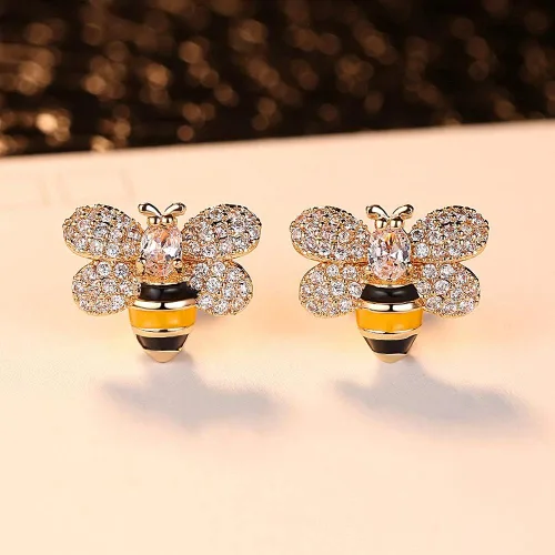 Miniatura 3 de Pequeños aretes tipo dormilona para mujeres y niñas con circonita cúbica brillante con cristales bonitos para cartílago de abeja de abeja, piercings