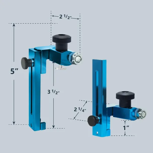 Miniatura 7 de POWERTEC Tope abatible ajustable de 1 a 3-1/2 pulgadas, tope de pista en T de base curva pendiente de patente para sierra ingletadora, sierra