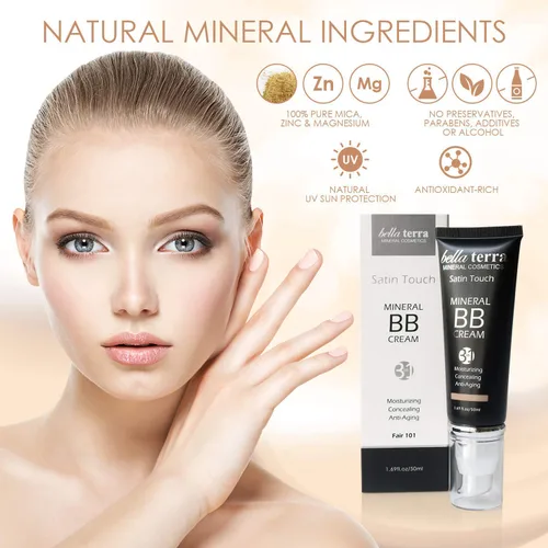 Miniatura 2 de Bellaterra Cosmetics BB Cream - Base mineral hidratante tintada, todos los tonos 1.69 onzas - Fair 101 101 Feria