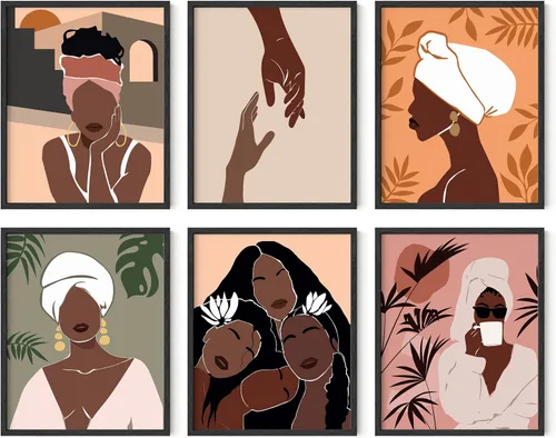 Miniatura 9 de HAUS AND HUES Arte de pared de mujer negra, juego de 6 impresiones mágicas de niña negra, arte de color para mujeres, decoración de pared inspirada