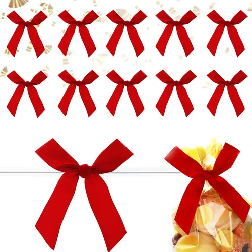 Lazos para atar torcidos, cinta de satén roja para bolsas de golosinas, Halloween, Navidad, boda, envoltura de regalos, paquete de 50