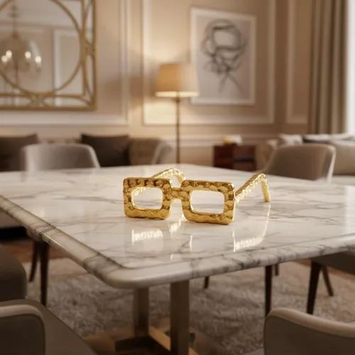 Miniatura 5 de Modern Day Accents 5827 Gafas - Escultura cuadrada de lentes dorados, objeto decorativo de aluminio fundido para estantería, mesa de café