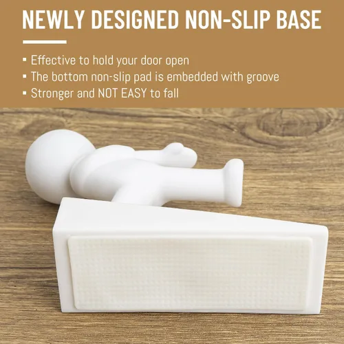 Miniatura 3 de Lindo tope de puerta, decorativo y resistente, tope de puerta decorativo, cuña delantera inferior adecuada para más puertas, blanco y gris Blanco &