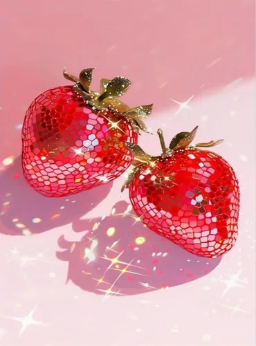RYMILIE Kits de pintura artística de diamante rosa para adultos, pintura de puntos de diamante de fresa para principiantes, pintura redonda 5D con
