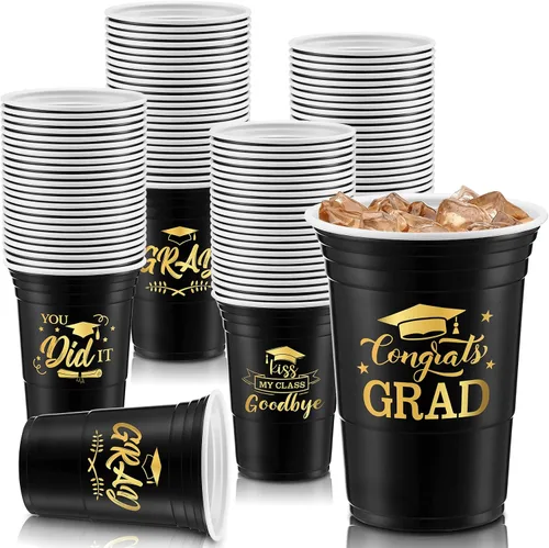 Yinder 48 vasos de plástico desechables para fiesta de graduación, decoraciones de graduación de 16 onzas, tazas de estadio de grado 2026, bebidas