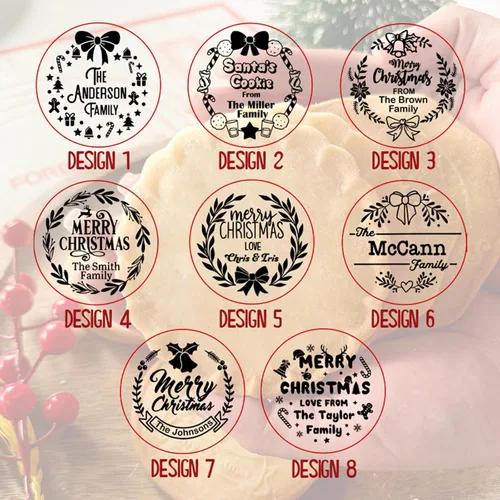 Miniatura 7 de Cortadores de galletas de Navidad personalizados 2023 con sello de galletas de Feliz Navidad para hornear, cortadores de galletas de azúcar