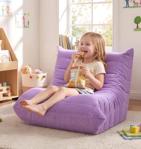 Miniatura 28 de Sillones tipo puf para adultos, puf gigante con espuma viscoelástica, sillón puf con relleno, piel sintética, para la sala, dormitorio u oficina azul