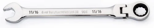 Miniatura 11 de GEARWRENCH 86741 Llave combinada de trinquete de cabeza flexible de 12 puntos con arco oscilante de 4 grados de 5/16