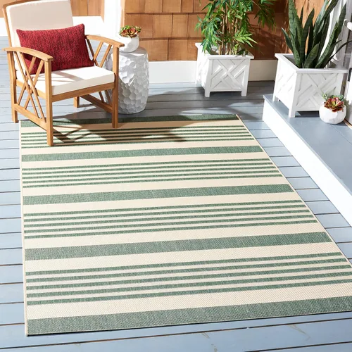 Miniatura 28 de SAFAVIEH Courtyard Collection - Alfombra decorativa, 2.3 x 5 pies, beige y verde oscuro, para interior/exterior, resistente a la intemperie