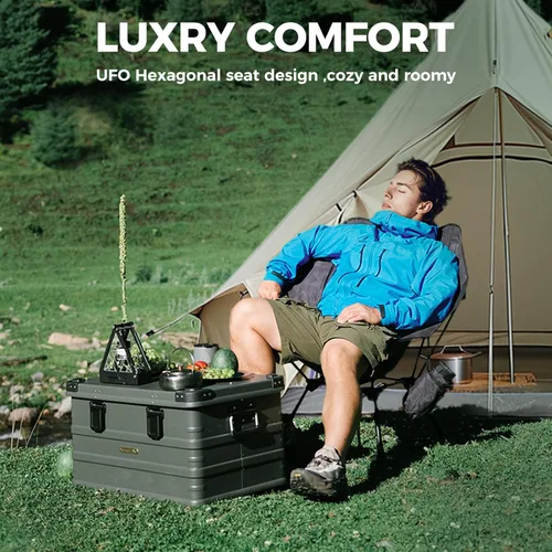 Miniatura 2 de ATEPA UFO3.0 Silla de mochilero ultraligera, 330 libras, silla de campamento plegable de aluminio aeroespacial de alta resistencia con asiento