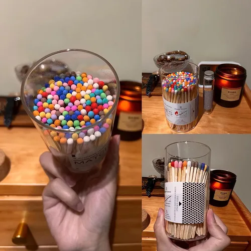 Miniatura 4 de 100 fósforos decorativos de arco iris de 3 pulgadas, fósforos de seguridad de madera largos de alta calidad para velas, fósforos de madera largos