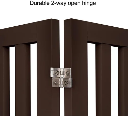 Miniatura 7 de unipaws Puerta para mascotas independiente de 24" de altura para perro y gato, puertas de madera para perros para entrada, escaleras, valla plegable