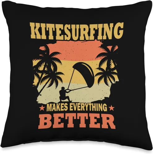 Kitesurf motif equipment Makes Everything Better-Kitesurf, almohada de 16 x 16 pulgadas, multicolor