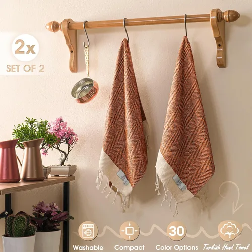 Miniatura 2 de EPHESUS TOWELS Toallas de Mano - Juego de 2 18" x 30" - Toalla de Mano Turca Decorativa para Baño, Cocina, Invitados, Cara, Cabello, Té, Paño
