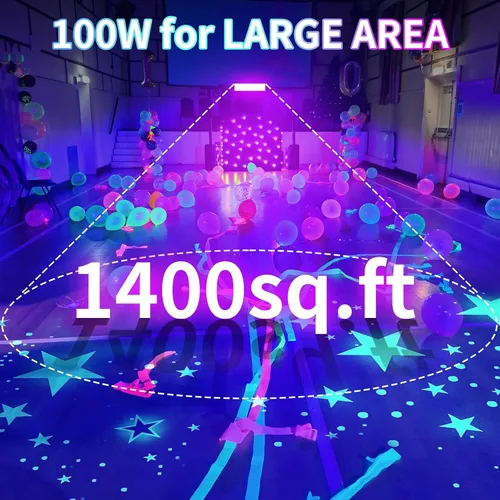 Miniatura 3 de Barra de luz negra de 100 W IP66 impermeable, luz negra LED con enchufe+interruptor+cable de 6 pies, luces negras para interiores y exteriores, luz