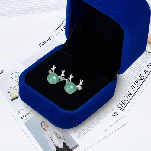 Miniatura 9 de Jade Earrings Studs,Green Jade Earrings for Women,925 Sterling Silver Earrings Studs for Sensitive Ears,Handmade Jade Earrings for Birthday