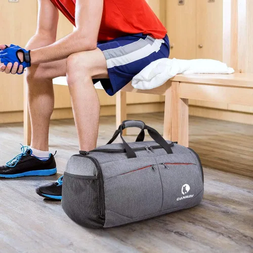 Miniatura 6 de Canway Bolsa deportiva para gimnasio, bolsa de viaje con bolsillo húmedo y compartimento para zapatos para hombres y mujeres, 45L, ligera