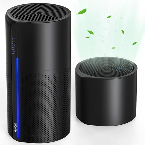Afloia Purificador de aire y humidificador 2 en 1, filtración silenciosa de 3 etapas para alergias de mascotas y humo, apagado automático, luz LED