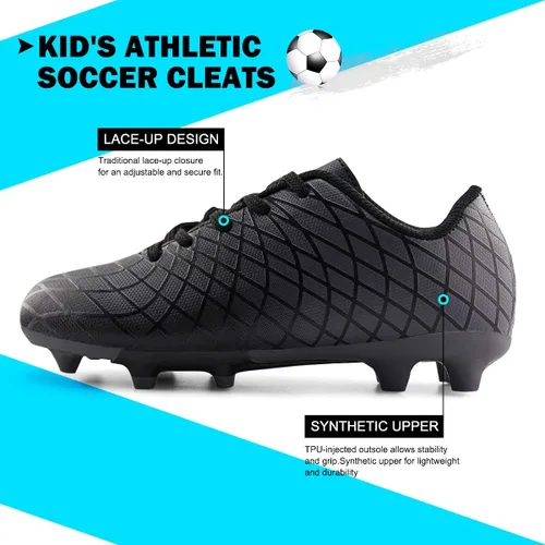 Miniatura 4 de JABASIC - Tacos de fútbol para exteriores para niños, zapatos de fútbol atléticos y firmes