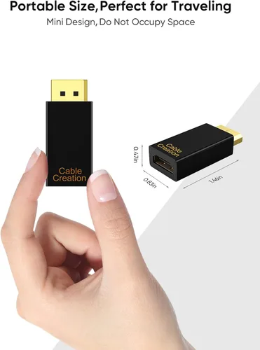 Miniatura 7 de CableCreation Adaptador activo DisplayPort a HDMI, adaptador DP a HDMI chapado en oro de 1080P (hombre a hembra) de 1.3 V, puerto de pantalla