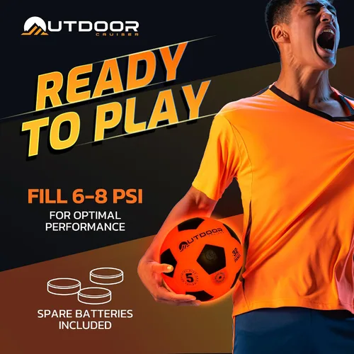 Miniatura 2 de Balón de fútbol con luz para Outdoor Cruiser - Construcción de goma impermeable, brilla en la oscuridad, brilla hasta 30 horas con activación