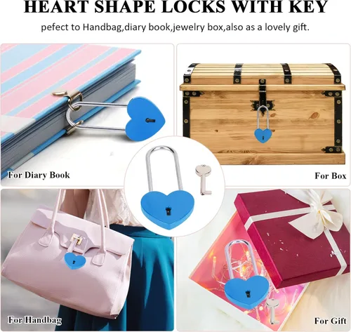 Miniatura 6 de Love Lock - Candado de corazón con llave para enamorados, boda, día de San Valentín, aniversario, viajes (con llave)