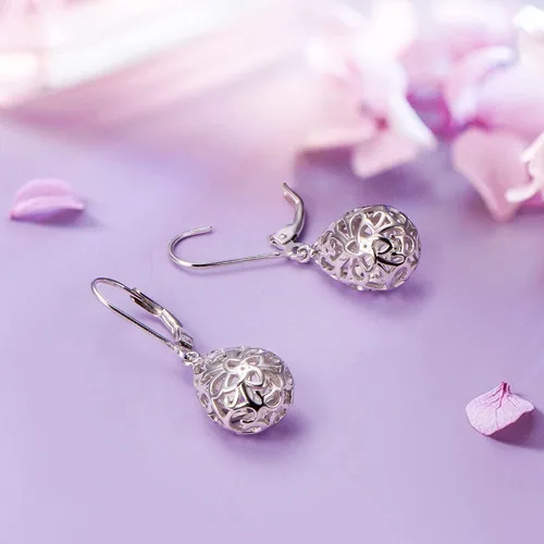 Miniatura 110 de Aretes colgantes de filigrana de plata de ley 925, margarita, loto, flor de rosa, piedra lunar, lágrima para mujer, nudo celta infinito, margarita
