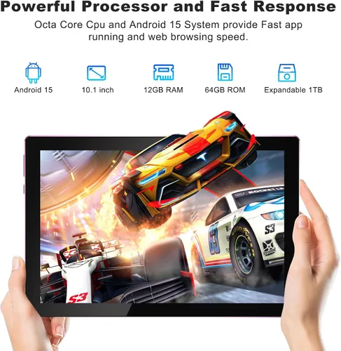 Miniatura 24 de ATOZEE Tablet de 10 pulgadas Android 15 Tablets 2 en 1 Tablet con teclado 12 GB RAM+64 GB ROM (soporta expansión de 1 TB) Tableta 2MP+8MP Cámara Azul