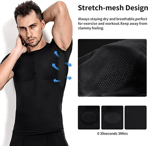 Miniatura 3 de Niksa Camisetas de compresión para hombre, paquete de 5, camisetas de compresión atlética de manga corta para entrenamiento fresco y seco