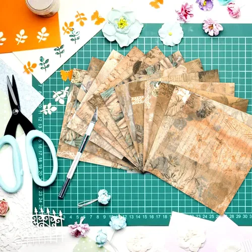 Miniatura 5 de BLEDS Papel para álbum de recortes, 24 hojas de papel para hacer tarjetas artesanales, bloc de 6x6 pulgadas, impresión de un solo lado, suministros