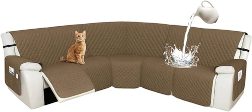 Miniatura 22 de Arfntevss Fundas de sofá modular reclinable, 100% impermeable, en forma de L, para sillón reclinable en forma de L, funda seccional lavable